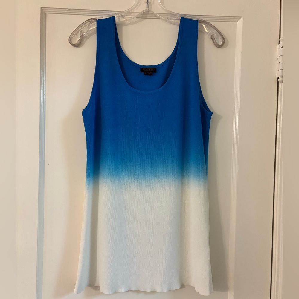 Blue White Ombre Tank Top Size L Knit Summer Resort Wear Boho